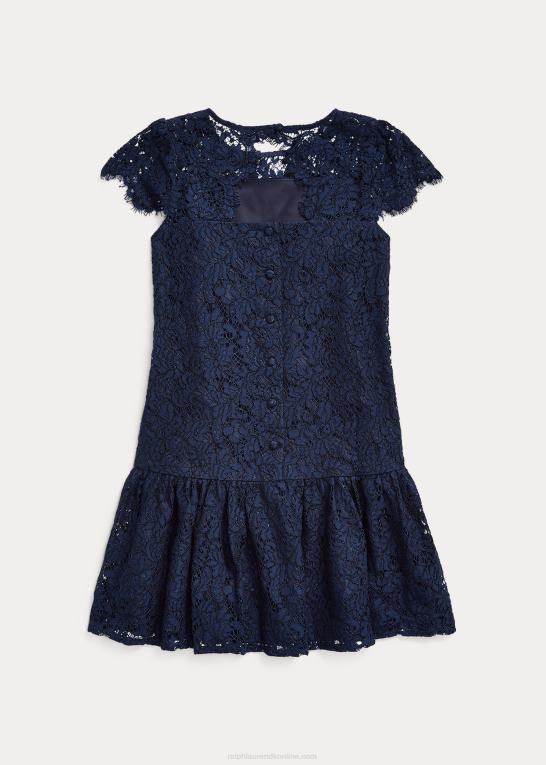 raffineret flåde børn Ralph Lauren blonde drop-talje kjole Z426B7510