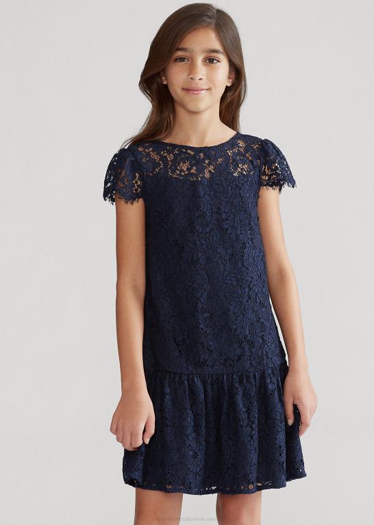 raffineret flåde børn Ralph Lauren blonde drop-talje kjole Z426B7510