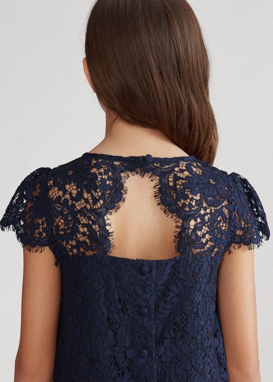 raffineret flåde børn Ralph Lauren blonde drop-talje kjole Z426B7510