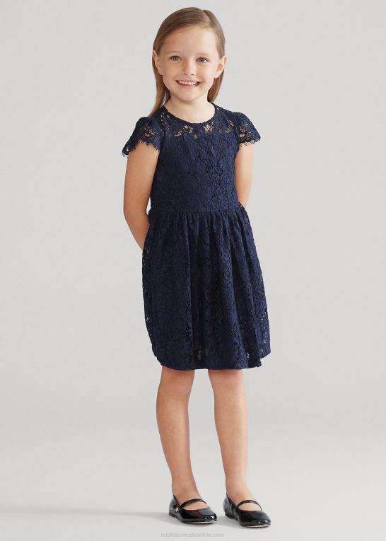 raffineret flåde børn Ralph Lauren blonde fit-and-flare kjole Z426B7361