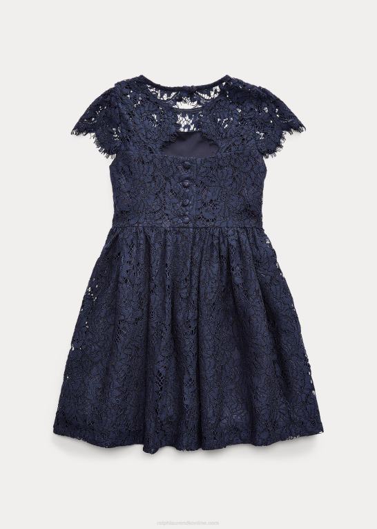 raffineret flåde børn Ralph Lauren blonde fit-and-flare kjole Z426B7361