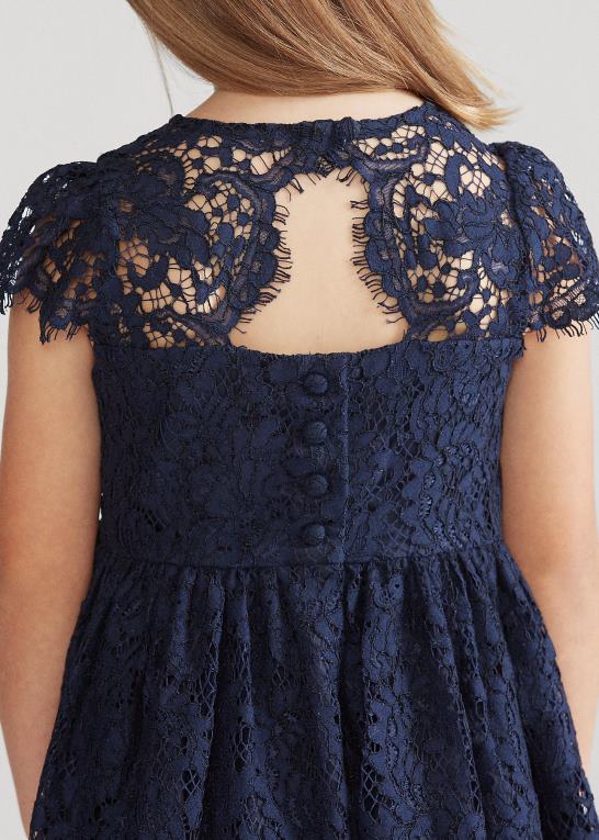 raffineret flåde børn Ralph Lauren blonde fit-and-flare kjole Z426B7361