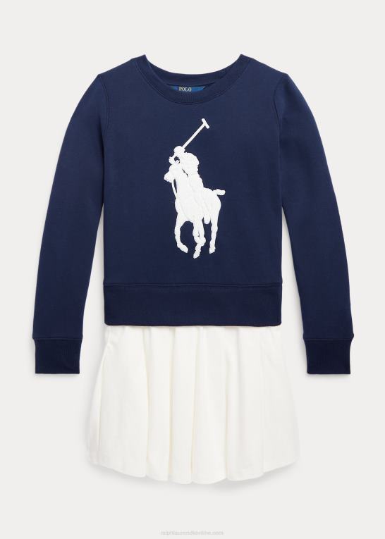 raffineret flåde børn Ralph Lauren stor pony fleece sweatshirtkjole Z426B6960