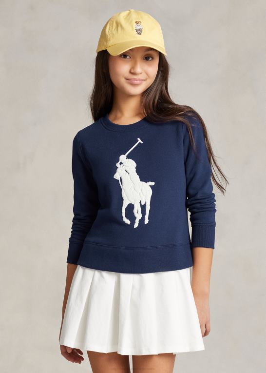 raffineret flåde børn Ralph Lauren stor pony fleece sweatshirtkjole Z426B6960