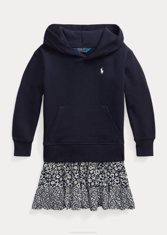 rl flåde børn Ralph Lauren blomstret hættekjole i fleece Z426B7419
