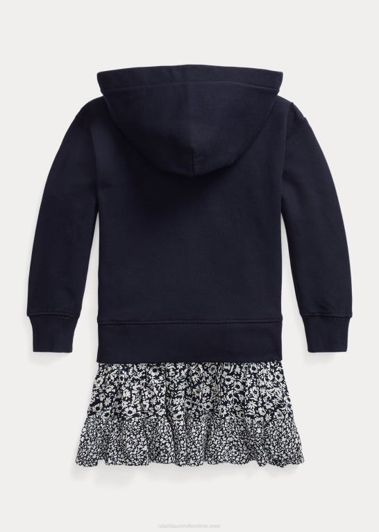 rl flåde børn Ralph Lauren blomstret hættekjole i fleece Z426B7419