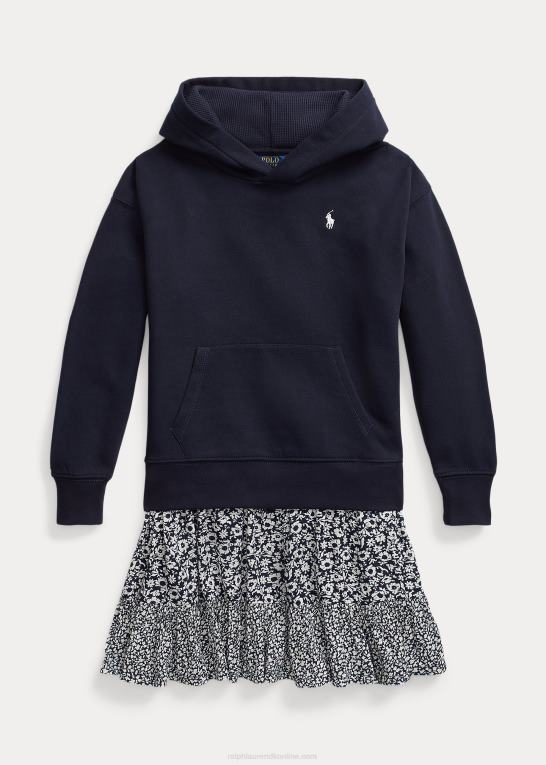 rl flåde børn Ralph Lauren blomstret hættekjole i fleece Z426B7574