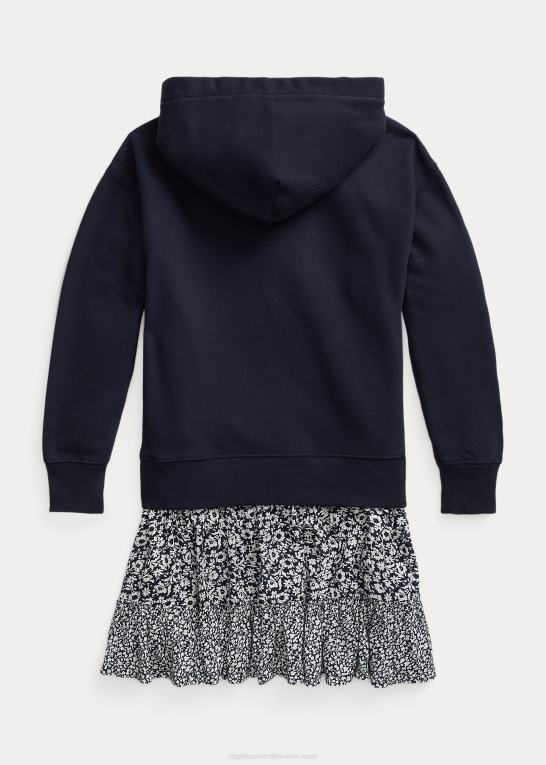 rl flåde børn Ralph Lauren blomstret hættekjole i fleece Z426B7574