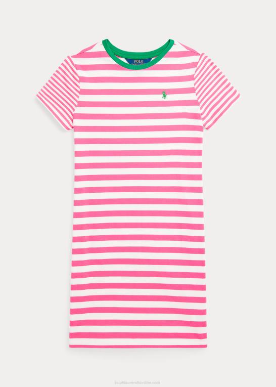 sart lyserød børn Ralph Lauren stribet jersey-kjole i bomuld Z426B7050