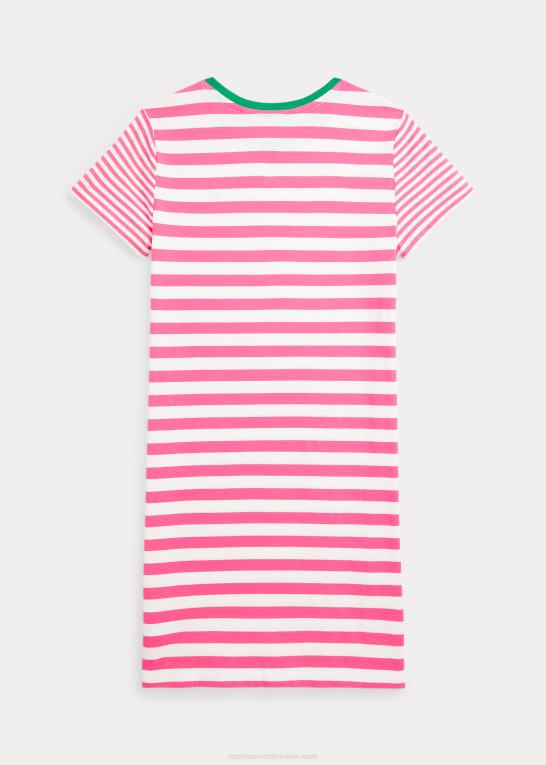 sart lyserød børn Ralph Lauren stribet jersey-kjole i bomuld Z426B7050