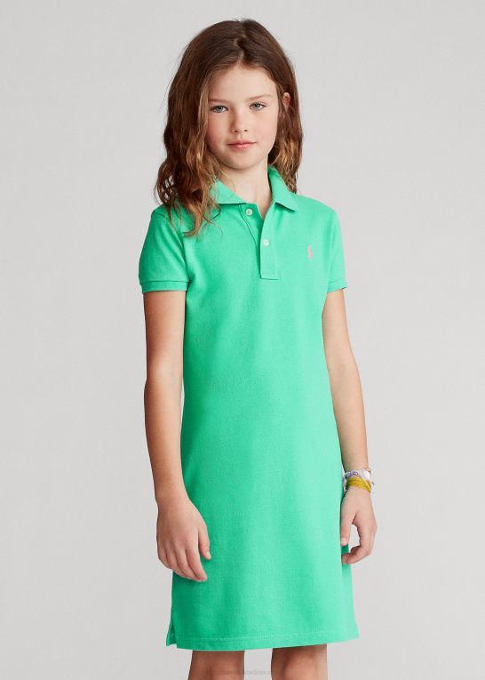 solnedgang grøn børn Ralph Lauren polokjole i bomuldsnet Z426B7010