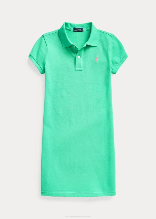 solnedgang grøn børn Ralph Lauren polokjole i bomuldsnet Z426B7010