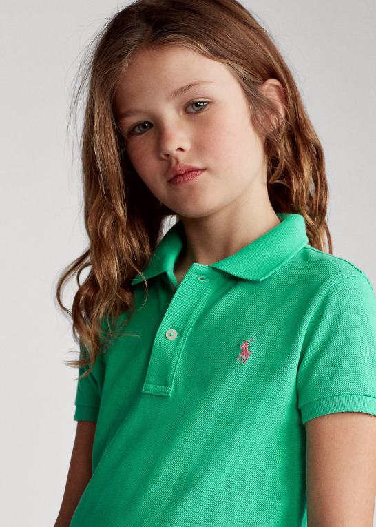 solnedgang grøn børn Ralph Lauren polokjole i bomuldsnet Z426B7010