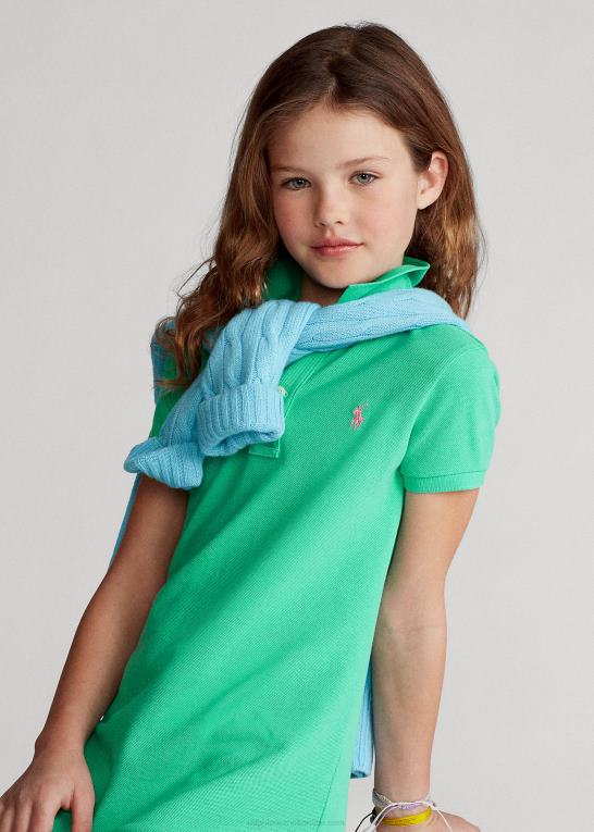 solnedgang grøn børn Ralph Lauren polokjole i bomuldsnet Z426B7010