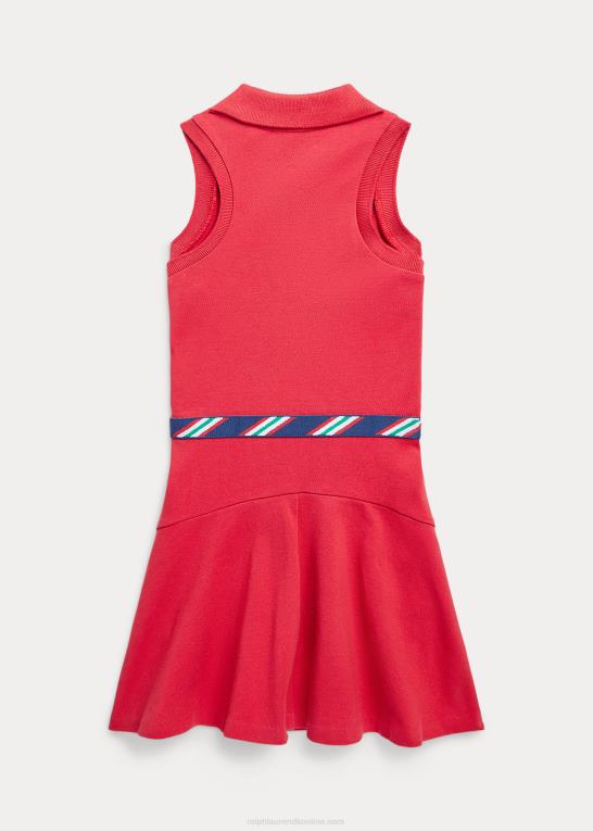 styrbord rød børn Ralph Lauren grosgrain-trim strækmesh polokjole Z426B6861