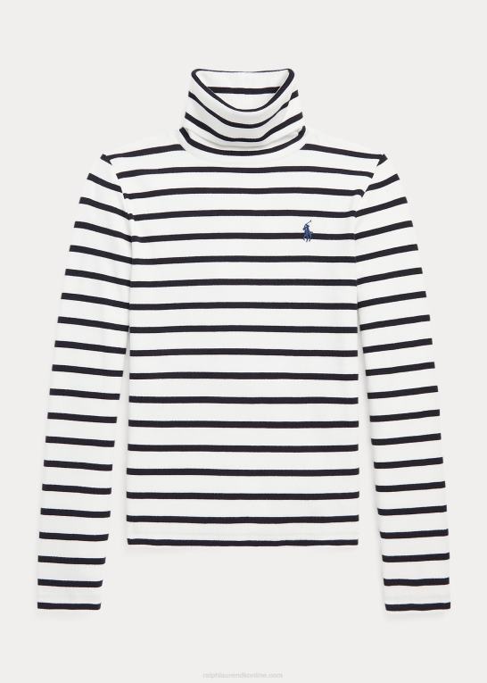 deckwash hvid multi børn Ralph Lauren stribet rullekrave i bomuldsblanding Z426B7587