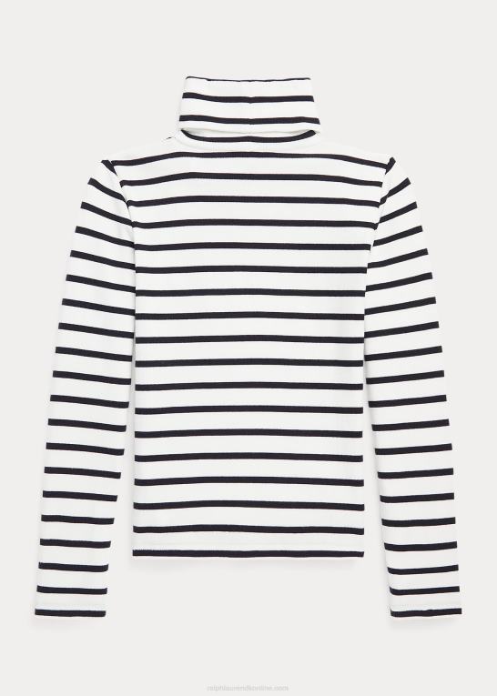 deckwash hvid multi børn Ralph Lauren stribet rullekrave i bomuldsblanding Z426B7587