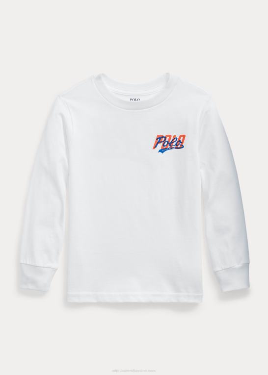 hvid børn Ralph Lauren jersey langærmet t-shirt med logo Z426B6527