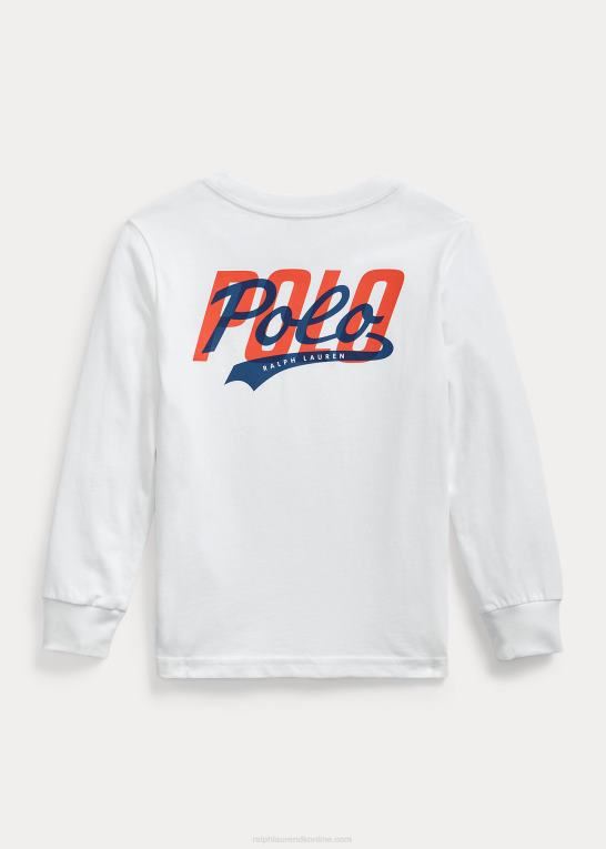 hvid børn Ralph Lauren jersey langærmet t-shirt med logo Z426B6527