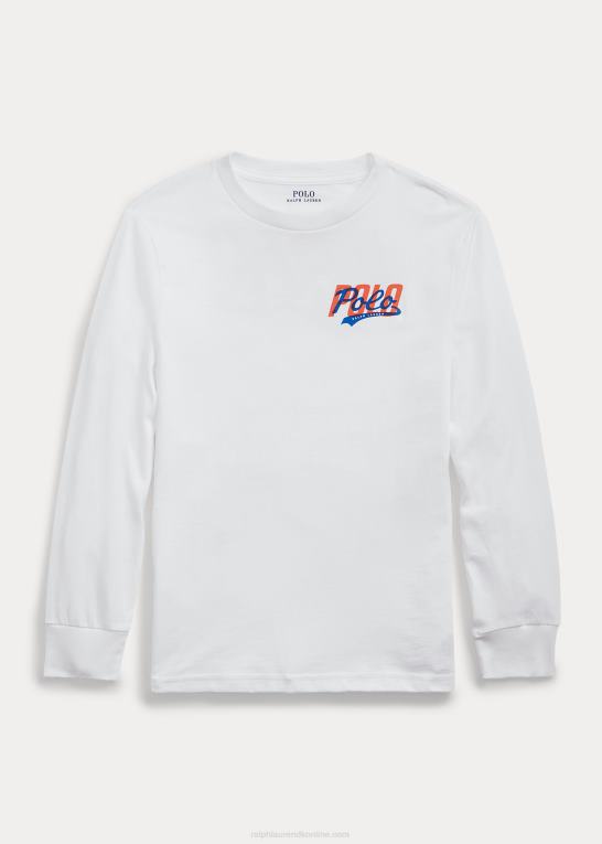 hvid børn Ralph Lauren jersey langærmet t-shirt med logo Z426B6668