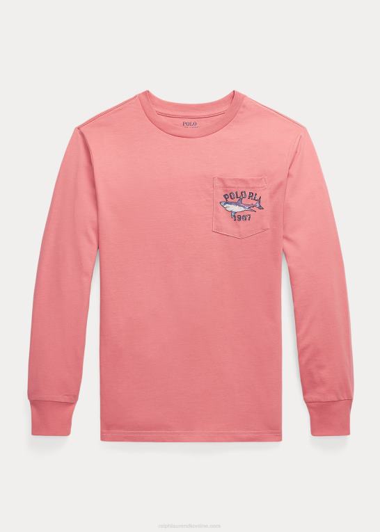 Ørkenrose børn Ralph Lauren bomulds-logo-t-shirt med lange ærmer Z426B6116