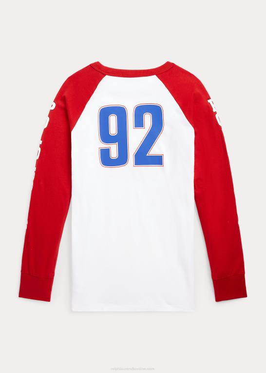 rl2000 rød multi børn Ralph Lauren langærmet grafisk t-shirt i bomuld Z426B6152