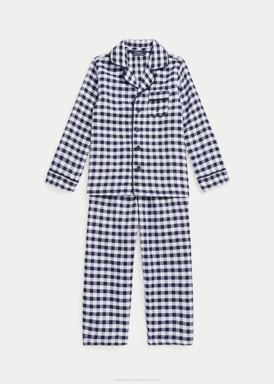 hvid/newport navy børn Ralph Lauren gingham twill sovesæt Z426B6395