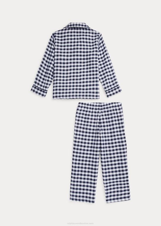 hvid/newport navy børn Ralph Lauren gingham twill sovesæt Z426B6395