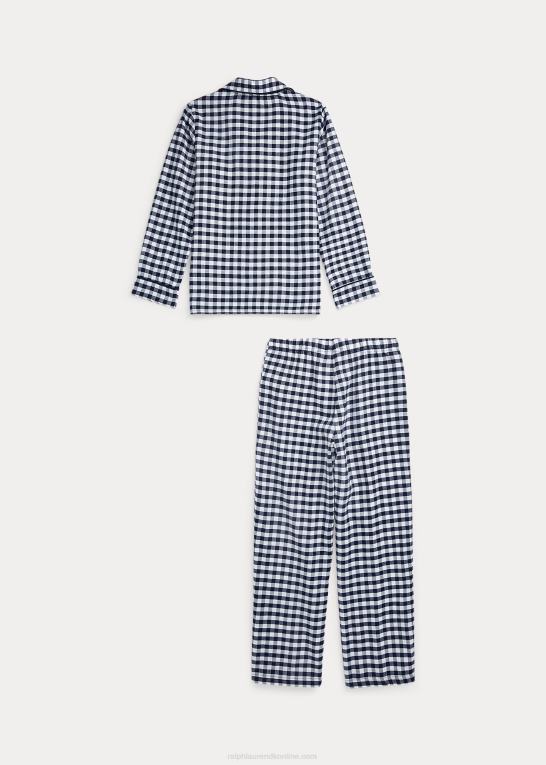 hvid/newport navy børn Ralph Lauren gingham twill sovesæt Z426B6396
