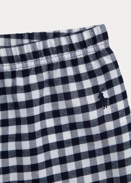 hvid/newport navy børn Ralph Lauren gingham twill sovesæt Z426B6396