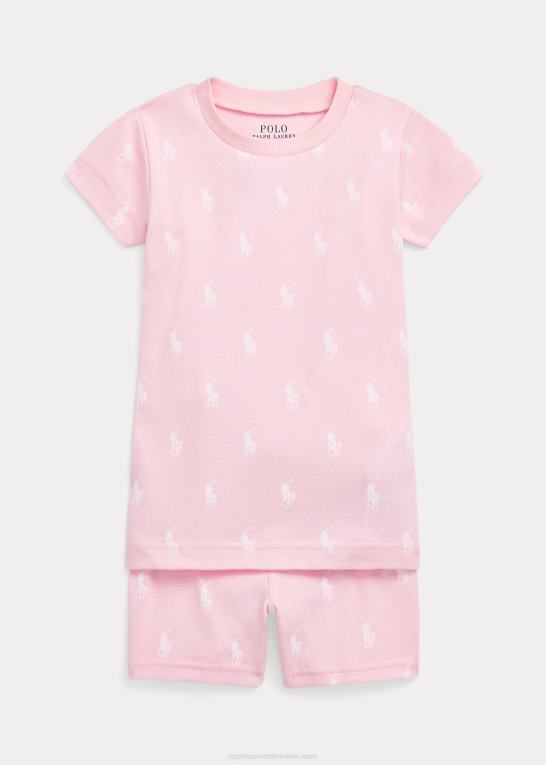 karmel pink børn Ralph Lauren polo pony ribstrikket jersey sovesæt Z426B7316