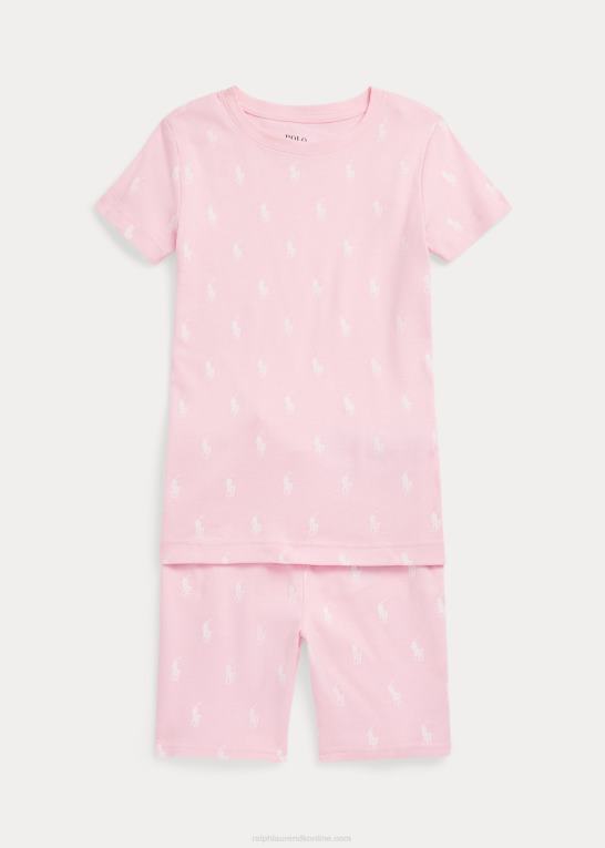 karmel pink børn Ralph Lauren polo pony ribstrikket jersey sovesæt Z426B7322