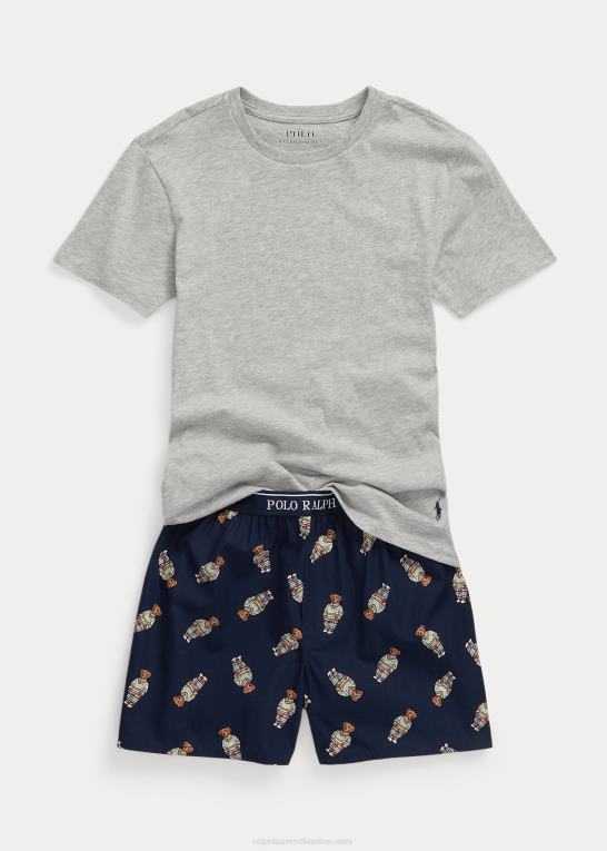 krydstogt flåde/lyng børn Ralph Lauren polo bear tee & boxer sove sæt Z426B6398