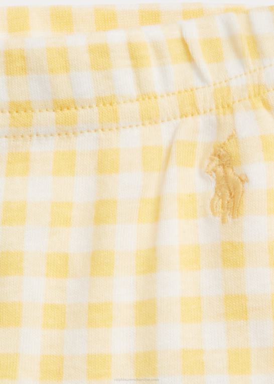 majs gul børn Ralph Lauren Gingham ribstrikket jersey sovesæt Z426B7325