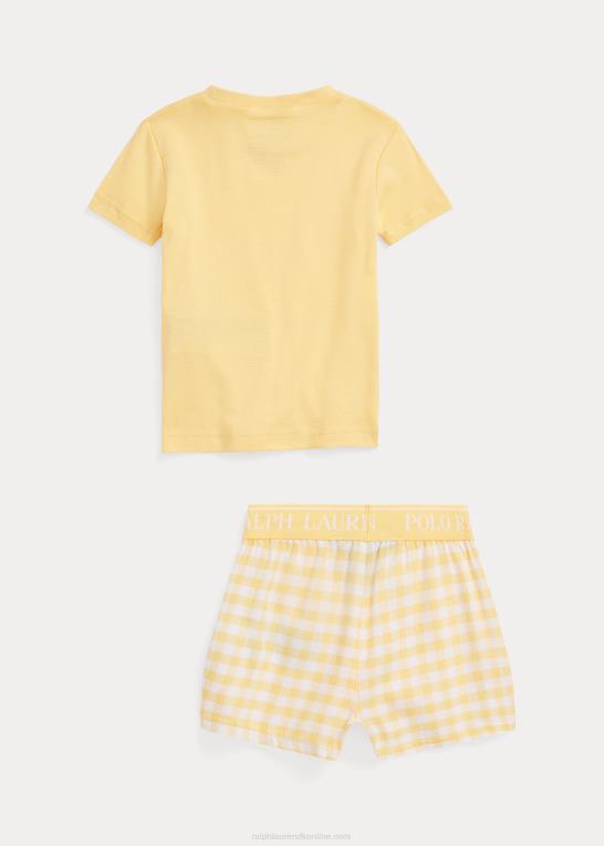 majs gul vask børn Ralph Lauren jersey t-shirt & twill kort sovesæt Z426B7315