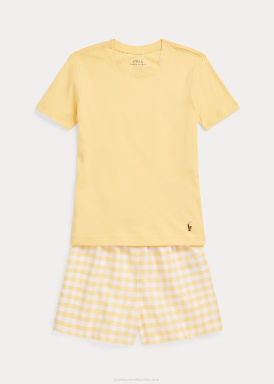 majs gul vask børn Ralph Lauren jersey t-shirt & twill kort sovesæt Z426B7321