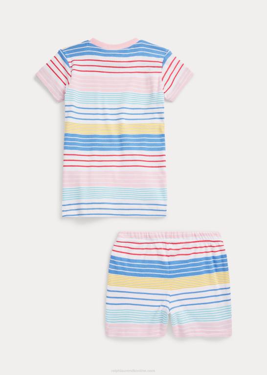 multi børn Ralph Lauren stribet ribstrikket jersey sovesæt Z426B7323