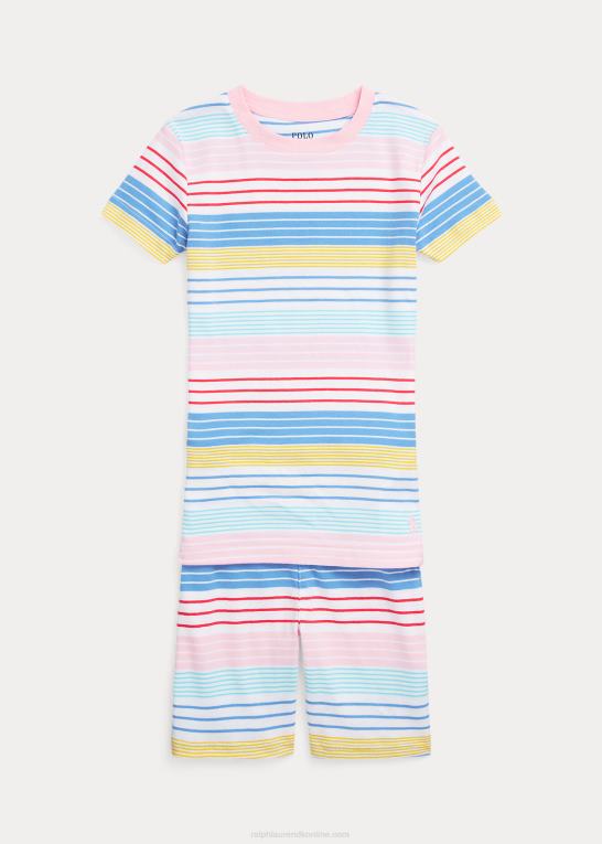 multi børn Ralph Lauren stribet ribstrikket jersey sovesæt Z426B7326