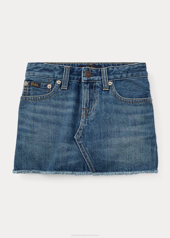 baller vaskes børn Ralph Lauren denimnederdel i flosset bomuld Z426B6727