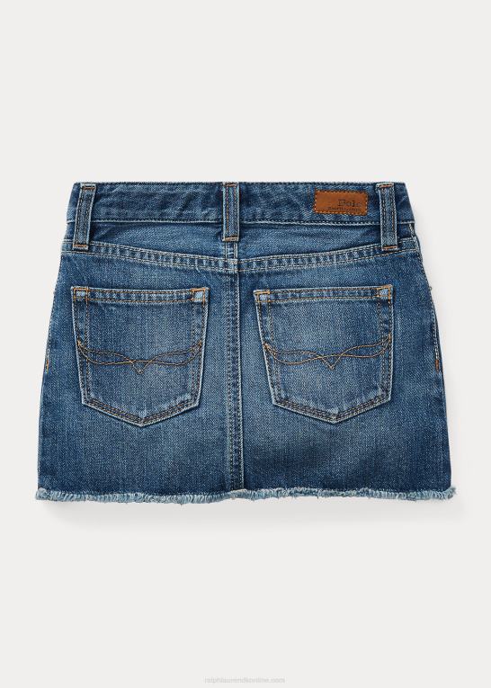 baller vaskes børn Ralph Lauren denimnederdel i flosset bomuld Z426B6727