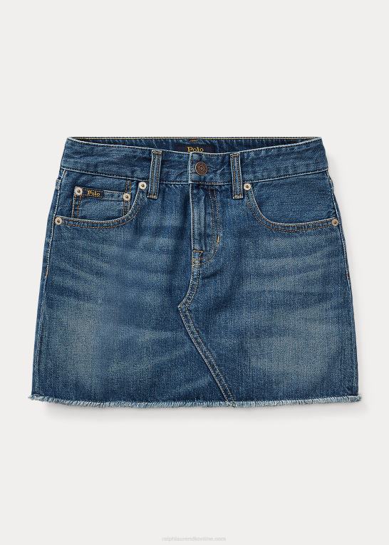 baller vaskes børn Ralph Lauren denimnederdel i flosset bomuld Z426B7178