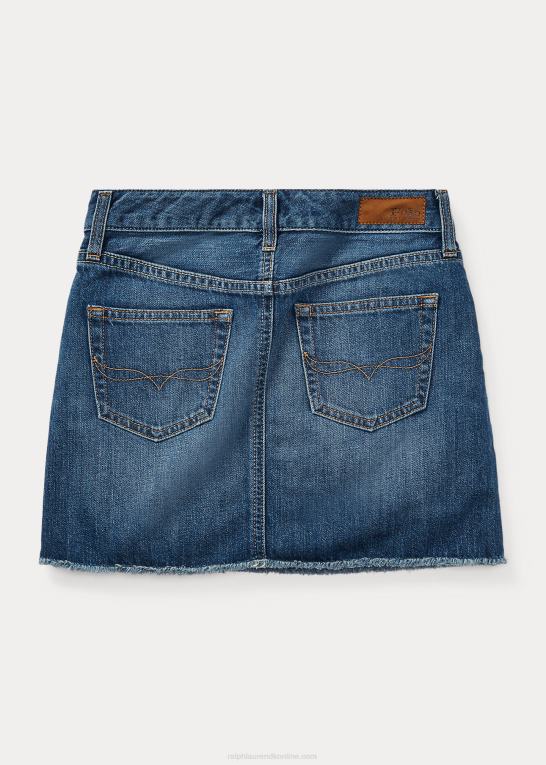 baller vaskes børn Ralph Lauren denimnederdel i flosset bomuld Z426B7178