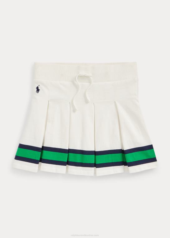 dækvask hvid børn Ralph Lauren stribet plisseret jersey skort Z426B7133