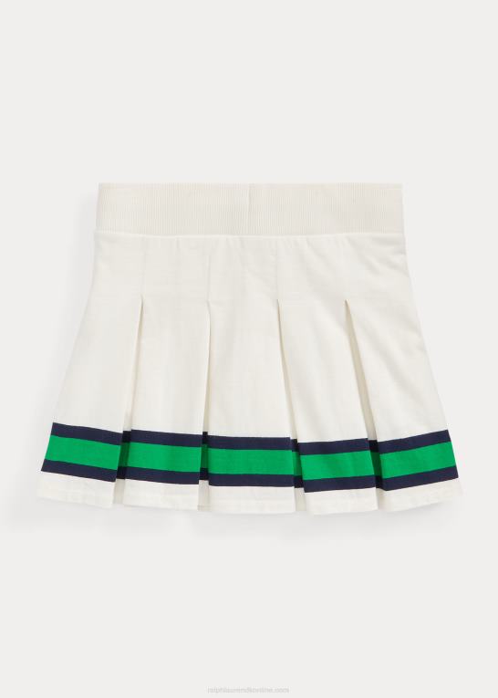 dækvask hvid børn Ralph Lauren stribet plisseret jersey skort Z426B7133