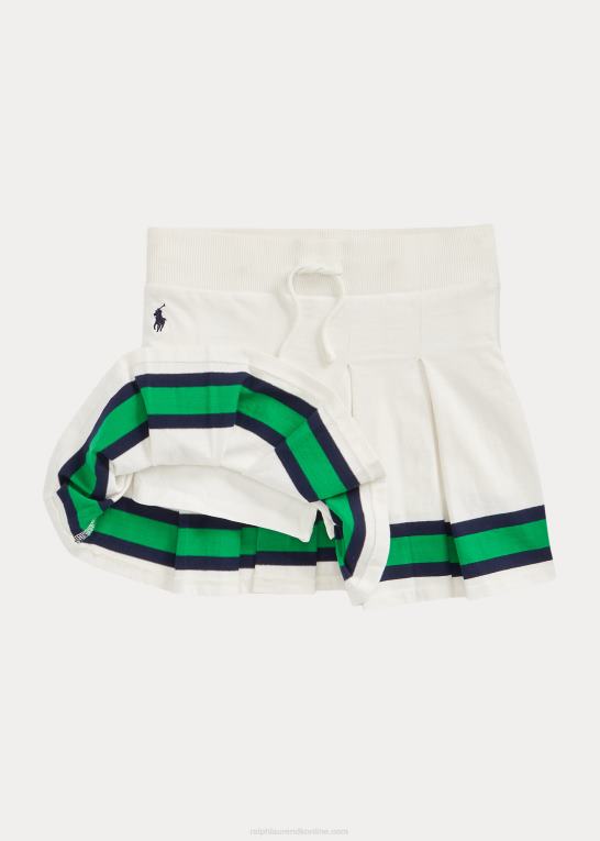 dækvask hvid børn Ralph Lauren stribet plisseret jersey skort Z426B7133