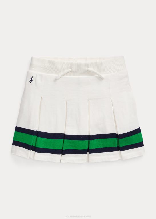 dækvask hvid børn Ralph Lauren stribet plisseret jersey skort Z426B9962