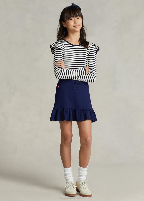 raffineret navy/tone af pink børn Ralph Lauren flæsede stretch mesh skort Z426B6970