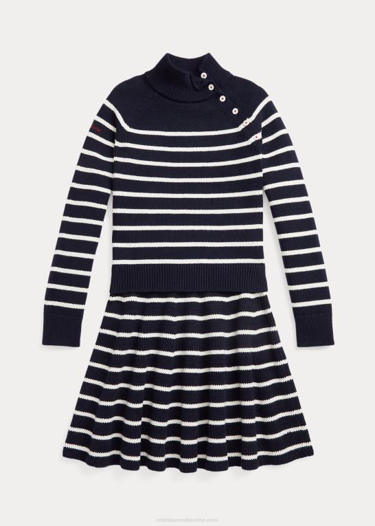 rl flåde/klubhus creme børn Ralph Lauren stribet bomuldstrøje & nederdelsæt Z426B7615