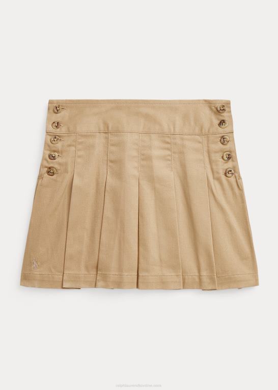 vintage kaki børn Ralph Lauren plisseret nederdel i bomuldstwill Z426B7362