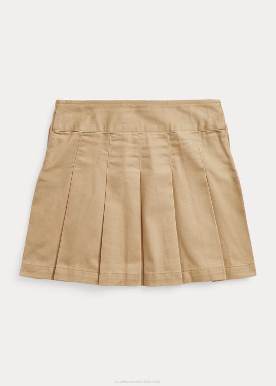 vintage kaki børn Ralph Lauren plisseret nederdel i bomuldstwill Z426B7362